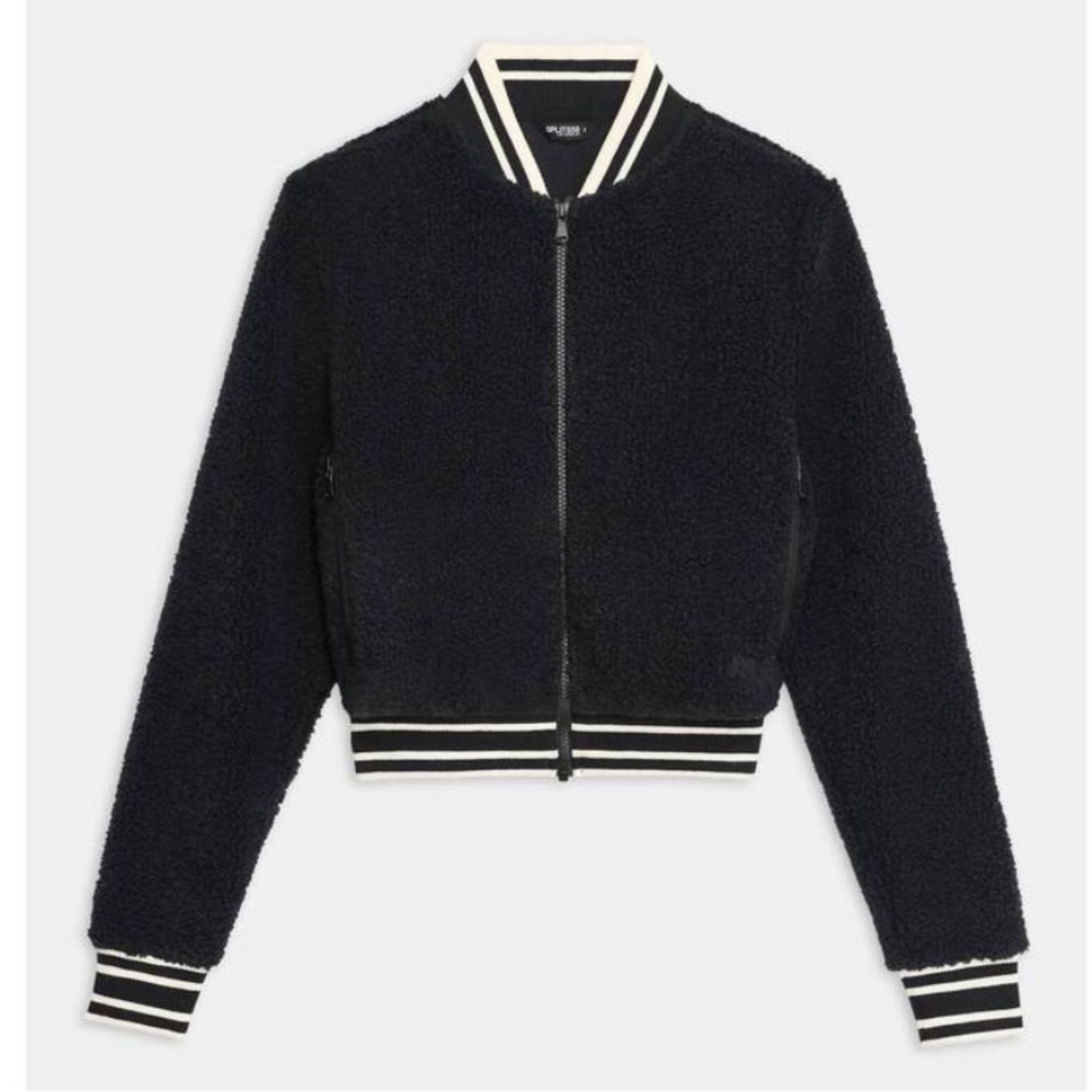 SPLITS59 Willa Sherpa Bomber Jacket in Black Size Medium - Picture 2 of 14
